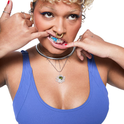 Mica Ribbed Top - Blue